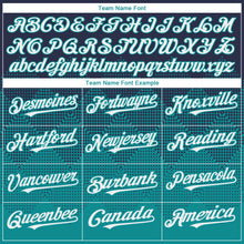Load image into Gallery viewer, Custom Navy White-Teal 3D Gradient Square Shape Authentic Baseball Jersey
