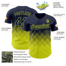Load image into Gallery viewer, Custom Navy Neon Yellow 3D Gradient Square Shape Authentic Baseball Jersey
