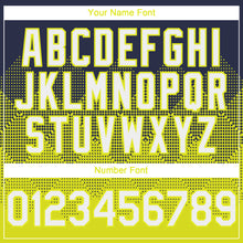 Load image into Gallery viewer, Custom Navy Neon Yellow 3D Gradient Square Shape Authentic Baseball Jersey
