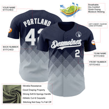 Load image into Gallery viewer, Custom Navy White-Silver 3D Gradient Square Shape Authentic Baseball Jersey
