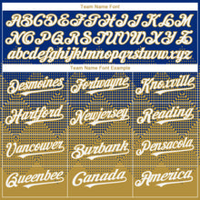 Load image into Gallery viewer, Custom Royal White-Old Gold 3D Gradient Square Shape Authentic Baseball Jersey
