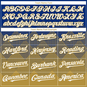 Custom Royal White-Old Gold 3D Gradient Square Shape Authentic Baseball Jersey