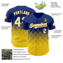 Load image into Gallery viewer, Custom Royal White-Yellow 3D Gradient Square Shape Authentic Baseball Jersey
