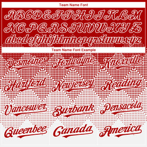 Custom Red White 3D Gradient Square Shape Authentic Baseball Jersey