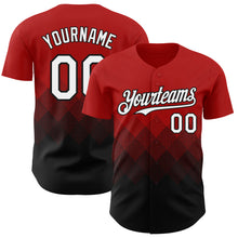 Load image into Gallery viewer, Custom Red White-Black 3D Gradient Square Shape Authentic Baseball Jersey
