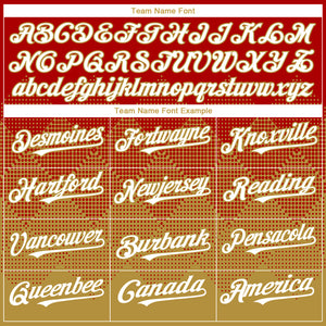 Custom Red White-Old Gold 3D Gradient Square Shape Authentic Baseball Jersey