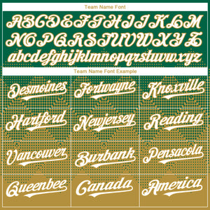 Custom Kelly Green White-Old Gold 3D Gradient Square Shape Authentic Baseball Jersey