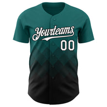 Load image into Gallery viewer, Custom Teal White-Black 3D Gradient Square Shape Authentic Baseball Jersey
