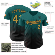 Load image into Gallery viewer, Custom Teal Old Gold-Black 3D Gradient Square Shape Authentic Baseball Jersey
