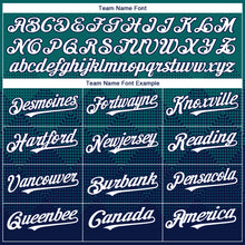 Load image into Gallery viewer, Custom Teal White-Navy 3D Gradient Square Shape Authentic Baseball Jersey
