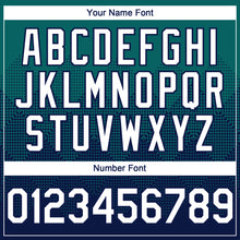 Load image into Gallery viewer, Custom Teal White-Navy 3D Gradient Square Shape Authentic Baseball Jersey
