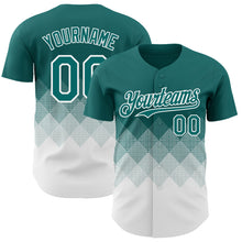 Load image into Gallery viewer, Custom Teal White 3D Gradient Square Shape Authentic Baseball Jersey
