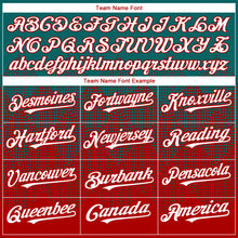 Load image into Gallery viewer, Custom Teal White-Red 3D Gradient Square Shape Authentic Baseball Jersey
