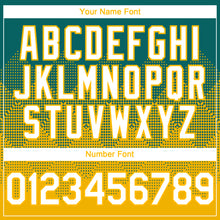 Load image into Gallery viewer, Custom Teal White-Gold 3D Gradient Square Shape Authentic Baseball Jersey
