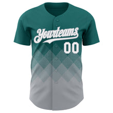 Load image into Gallery viewer, Custom Teal White-Gray 3D Gradient Square Shape Authentic Baseball Jersey
