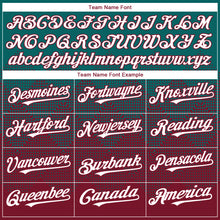 Load image into Gallery viewer, Custom Teal White-Crimson 3D Gradient Square Shape Authentic Baseball Jersey
