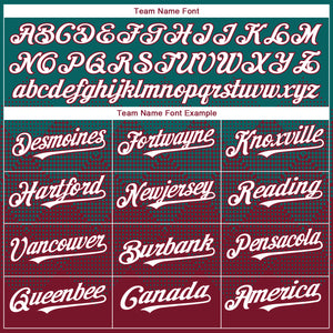 Custom Teal White-Crimson 3D Gradient Square Shape Authentic Baseball Jersey