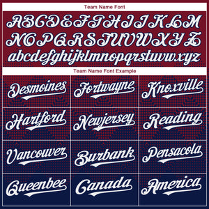 Custom Crimson White-Navy 3D Gradient Square Shape Authentic Baseball Jersey