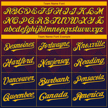 Load image into Gallery viewer, Custom Crimson Gold-Navy 3D Gradient Square Shape Authentic Baseball Jersey
