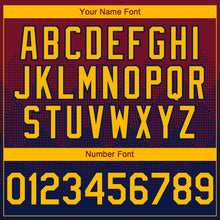 Load image into Gallery viewer, Custom Crimson Gold-Navy 3D Gradient Square Shape Authentic Baseball Jersey
