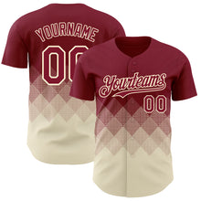 Load image into Gallery viewer, Custom Crimson Cream 3D Gradient Square Shape Authentic Baseball Jersey
