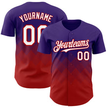 Load image into Gallery viewer, Custom Purple White-Red 3D Gradient Square Shape Authentic Baseball Jersey
