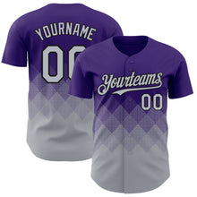Load image into Gallery viewer, Custom Purple Gray-Black 3D Gradient Square Shape Authentic Baseball Jersey
