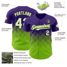Load image into Gallery viewer, Custom Purple White-Neon Green 3D Gradient Square Shape Authentic Baseball Jersey
