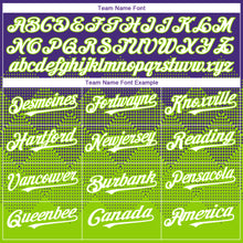 Load image into Gallery viewer, Custom Purple White-Neon Green 3D Gradient Square Shape Authentic Baseball Jersey
