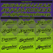 Load image into Gallery viewer, Custom Purple Black-Neon Green 3D Gradient Square Shape Authentic Baseball Jersey
