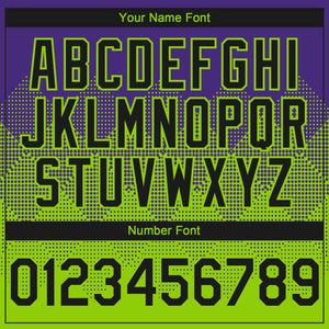 Custom Purple Black-Neon Green 3D Gradient Square Shape Authentic Baseball Jersey