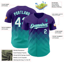 Load image into Gallery viewer, Custom Purple White-Aqua 3D Gradient Square Shape Authentic Baseball Jersey
