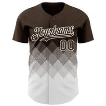 Load image into Gallery viewer, Custom Brown White 3D Gradient Square Shape Authentic Baseball Jersey
