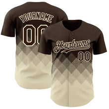 Load image into Gallery viewer, Custom Brown Cream 3D Gradient Square Shape Authentic Baseball Jersey
