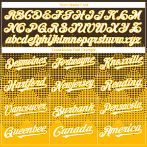 Custom Brown White-Gold 3D Gradient Square Shape Authentic Baseball Jersey