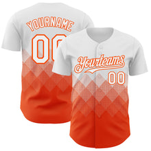 Load image into Gallery viewer, Custom White Orange 3D Gradient Square Shape Authentic Baseball Jersey
