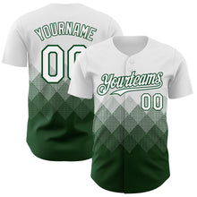 Load image into Gallery viewer, Custom White Green 3D Gradient Square Shape Authentic Baseball Jersey
