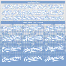 Load image into Gallery viewer, Custom White Light Blue 3D Gradient Square Shape Authentic Baseball Jersey
