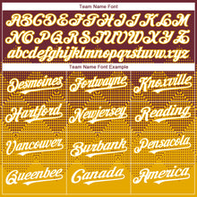 Load image into Gallery viewer, Custom Burgundy White-Gold 3D Gradient Square Shape Authentic Baseball Jersey
