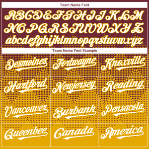 Custom Burgundy White-Gold 3D Gradient Square Shape Authentic Baseball Jersey