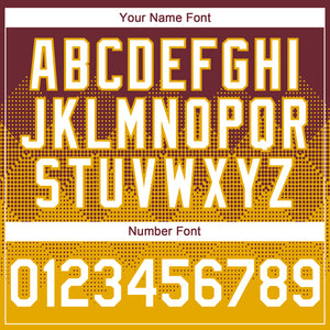 Custom Burgundy White-Gold 3D Gradient Square Shape Authentic Baseball Jersey