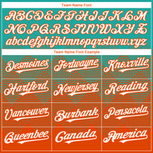 Load image into Gallery viewer, Custom Aqua White-Orange 3D Gradient Square Shape Authentic Baseball Jersey
