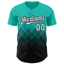 Load image into Gallery viewer, Custom Aqua White-Black 3D Gradient Square Shape Authentic Baseball Jersey
