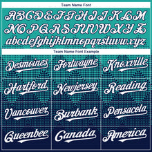 Load image into Gallery viewer, Custom Aqua White-Navy 3D Gradient Square Shape Authentic Baseball Jersey
