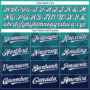 Custom Aqua White-Navy 3D Gradient Square Shape Authentic Baseball Jersey