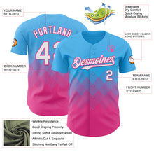 Load image into Gallery viewer, Custom Sky Blue White-Pink 3D Gradient Square Shape Authentic Baseball Jersey
