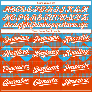 Custom Sky Blue White-Orange 3D Gradient Square Shape Authentic Baseball Jersey