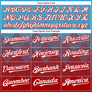 Custom Sky Blue White-Red 3D Gradient Square Shape Authentic Baseball Jersey