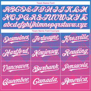 Custom Electric Blue White-Pink 3D Gradient Square Shape Authentic Baseball Jersey