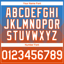 Load image into Gallery viewer, Custom Electric Blue White-Orange 3D Gradient Square Shape Authentic Baseball Jersey
